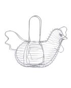Cesta grande de alambre cromado para pollos - 31,7 x 19,5 x 23 cm