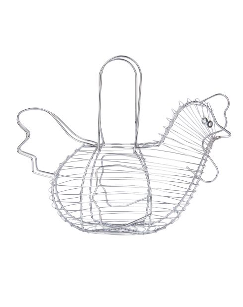 Panier à poulet en fil de fer grand format chromé - 31.7x19.5x23 cm