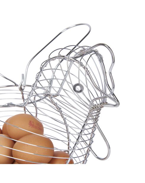Panier à poulet en fil de fer grand format chromé - 31.7x19.5x23 cm