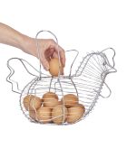 Cesta grande de alambre cromado para pollos - 31,7 x 19,5 x 23 cm