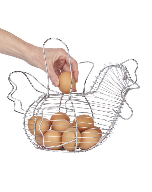 Panier à poulet en fil de fer grand format chromé - 31.7x19.5x23 cm