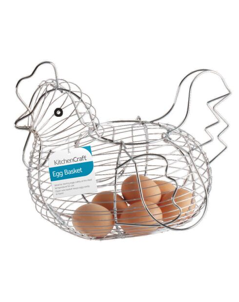 Panier à poulet en fil de fer grand format chromé - 31.7x19.5x23 cm