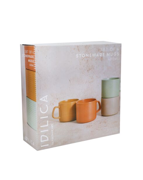 4 Tasses empilables multicolores - 20x20x8.3 cm