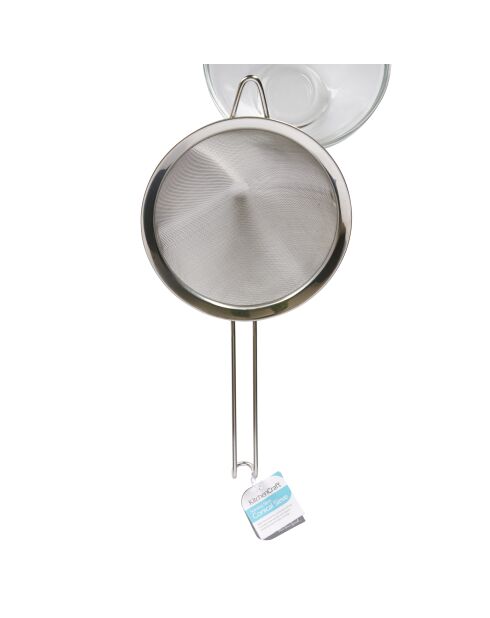 Setaccio a maglia fine conico in argento - 36x18x12 cm