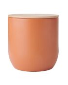 Caja de cocina con tapa de madera de haya naranja - 12x12x12,5 cm