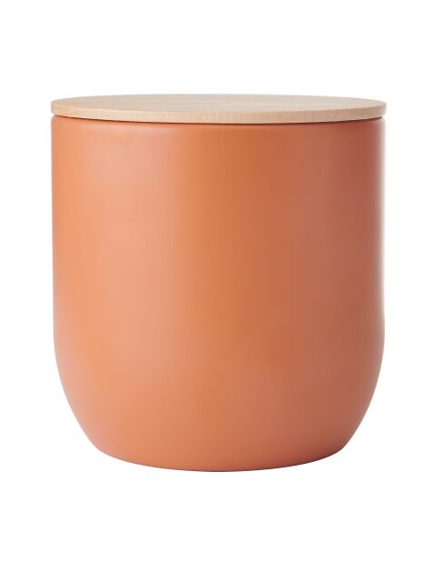 Scatola da cucina con coperchio in legno di faggio arancione - 12x12x12,5 cm