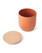 Caja de cocina con tapa de madera de haya naranja - 12x12x12,5 cm