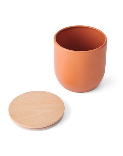 Scatola da cucina con coperchio in legno di faggio arancione - 12x12x12,5 cm