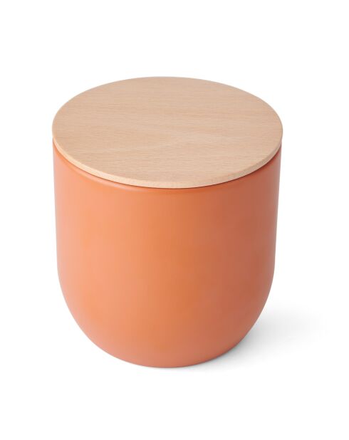 Scatola da cucina con coperchio in legno di faggio arancione - 12x12x12,5 cm