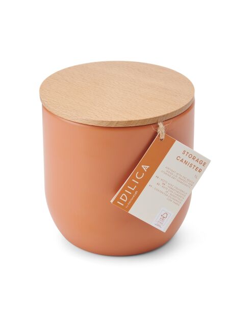 Scatola da cucina con coperchio in legno di faggio arancione - 12x12x12,5 cm