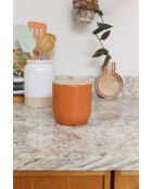 Caja de cocina con tapa de madera de haya naranja - 12x12x12,5 cm