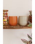 Caja de cocina con tapa de madera de haya naranja - 12x12x12,5 cm