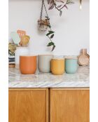 Caja de cocina con tapa de madera de haya naranja - 12x12x12,5 cm