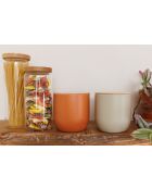 Caja de cocina con tapa de madera de haya naranja - 12x12x12,5 cm