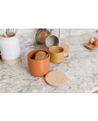 Caja de cocina con tapa de madera de haya naranja - 12x12x12,5 cm