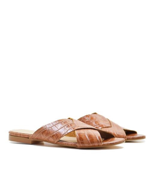 Sandales Nantes texturé effet coco marron