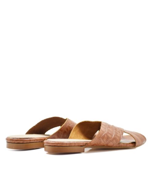 Sandales Nantes texturé effet coco marron