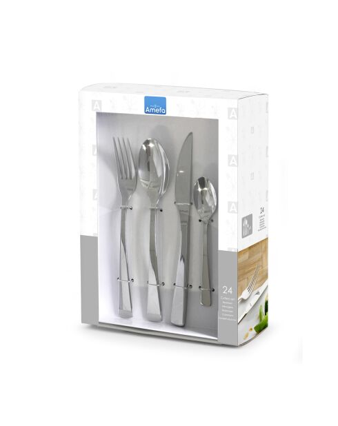 Coffret Florence 24 pièces argentées - 40X29X25cm