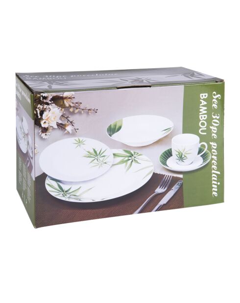 Service 30 pièces en porcelaine Bambou blanc - 41x20x28cm