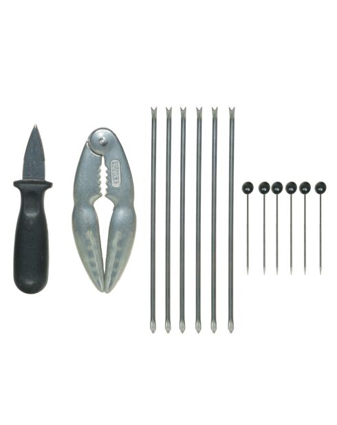 Caja negra de 14 piezas para mariscos - 25 x 14 x 3 cm