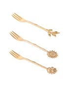 Set mit 3 goldenen Gemüse-Dessertgabeln — 14 x 2 x 3 cm