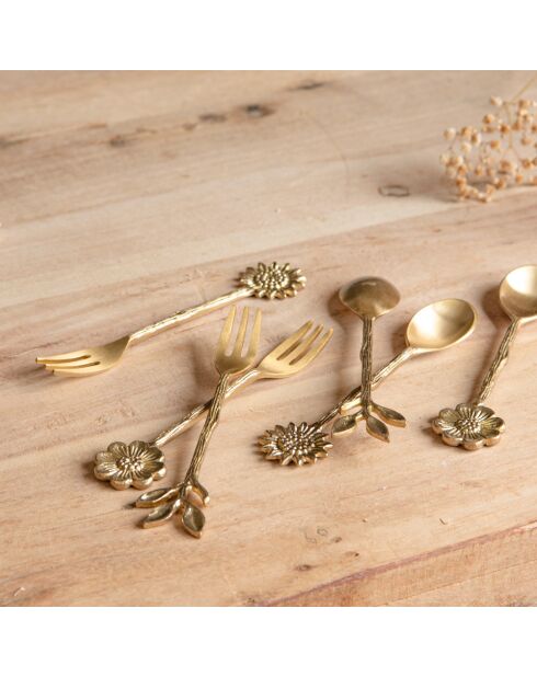 Set mit 3 goldenen Gemüse-Dessertgabeln — 14 x 2 x 3 cm