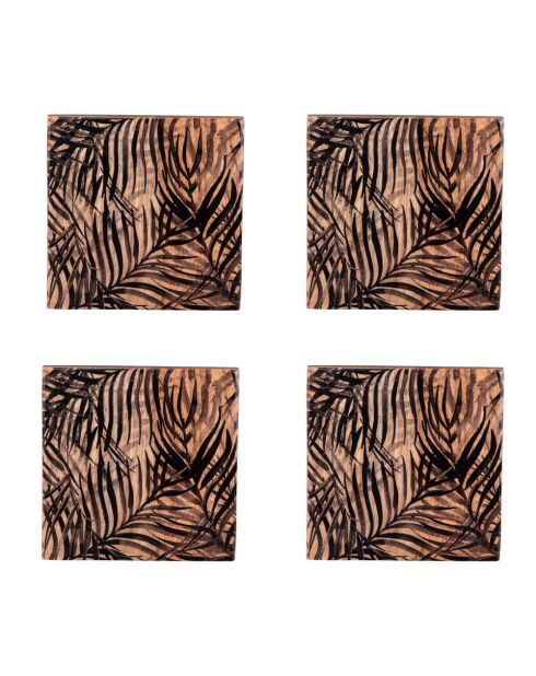 Set di 4 sottobicchieri Phoenix marroni - 10x10x1cm