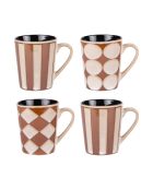 Coffret de 4 mugs Shelby marron - 13x9x12cm