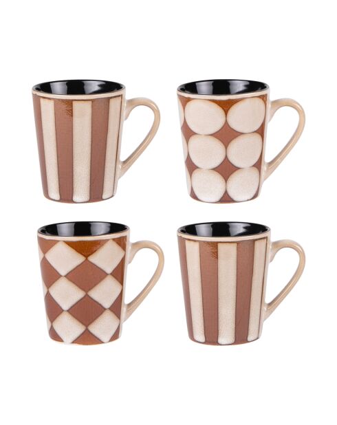 Coffret de 4 mugs Shelby marron - 13x9x12cm