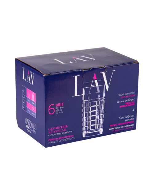 Set mit 6 hohen Bechern von Brit, transparent und kristallklar, 7,09 x 7,09 x 14,69 cm