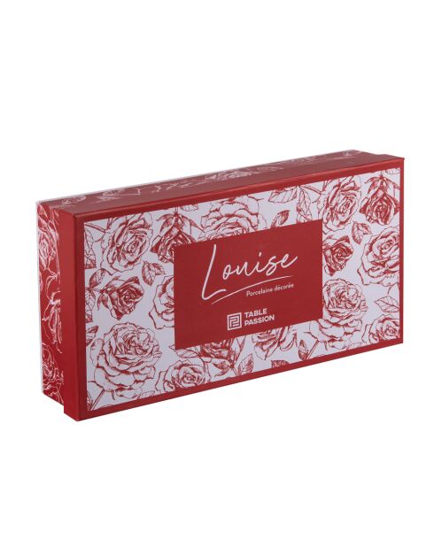 Set van 4 gemengde theekopjes met Louise-rode lepels - 9x9x8cm