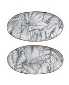 Set van 2 ovale groene schalen uit Paraguay - 35,5x19x3cm