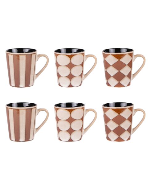 Coffret de 6 tasses Shelby marron - 11x7x8cm