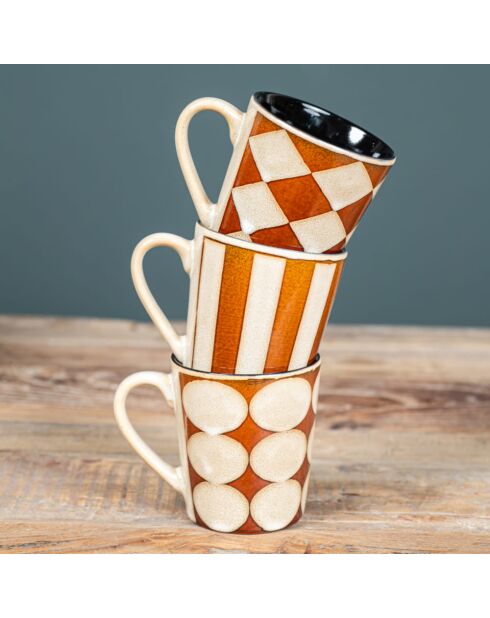 Coffret de 6 tasses Shelby marron - 11x7x8cm