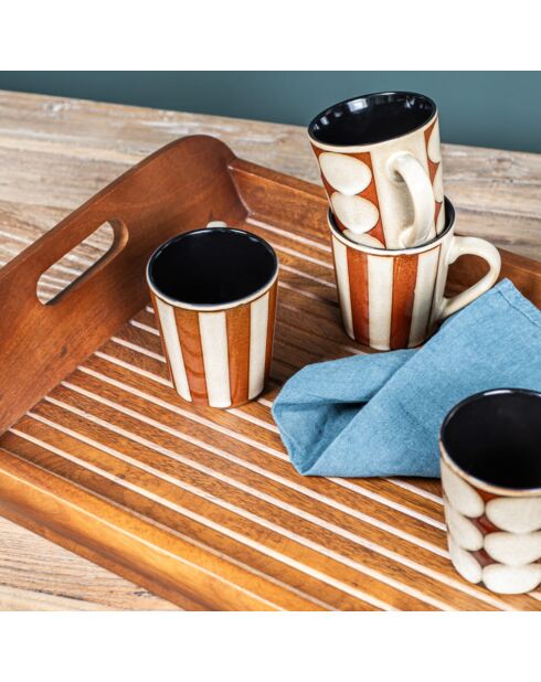 Coffret de 6 tasses Shelby marron - 11x7x8cm