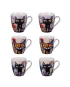Set van 6 veelkleurige Street cups - 11x8x9cm