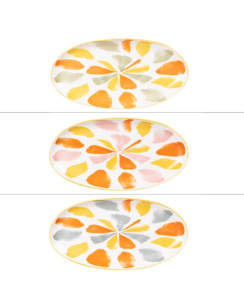 Lot de 3 plats ovales Canaries multicolores - 25x13x2cm