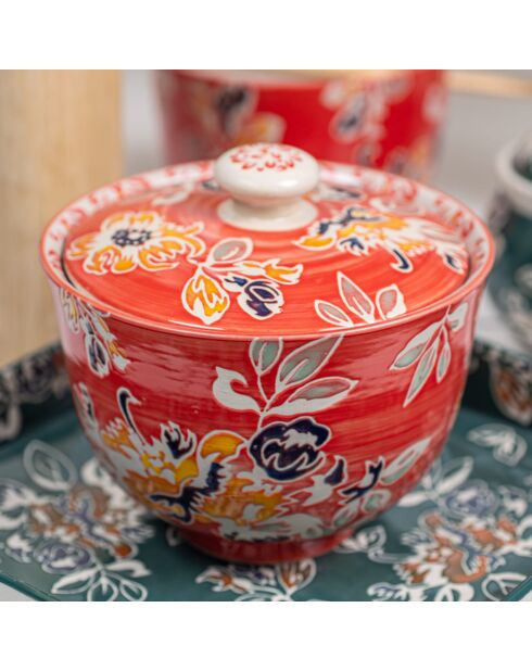 Ava Suppenschüssel mit Löffel 60 cl rot - 14x14x10cm