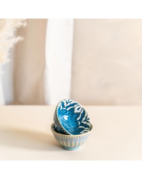 3 Lots de 2 coupelles Alcazar bleues - 9x9x5cm