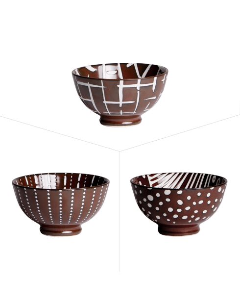 Set mit 3 braunen Utah-Tassen — 12 x 12 x 6 cm