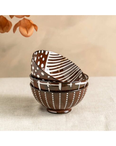 Set mit 3 braunen Utah-Tassen — 12 x 12 x 6 cm