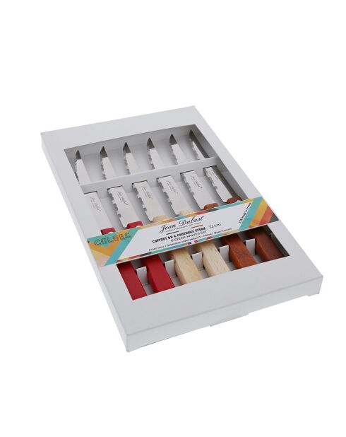 Coffret de 6 couteaux à steak multicolores - 22x2x27cm