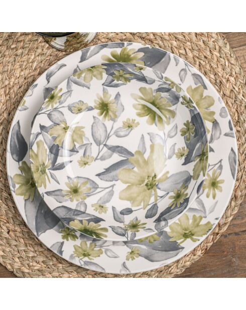 12 Assiettes plates Edulis verte - 27x27x3cm