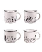 Set aus 4 Tassen Friends weiß/schwarz - 13x10x9cm