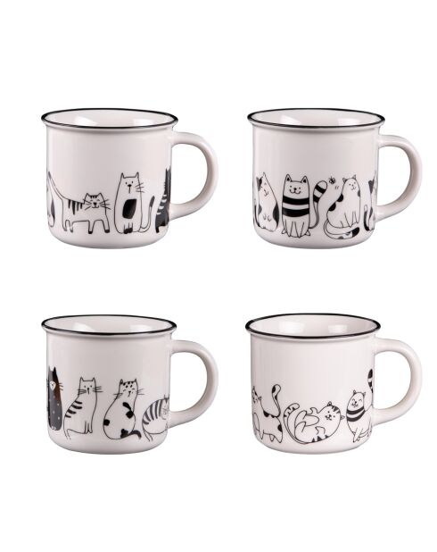 Set aus 4 Tassen Friends weiß/schwarz - 13x10x9cm