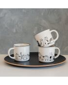 Set aus 4 Tassen Friends weiß/schwarz - 13x10x9cm