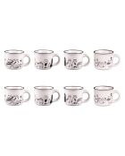 Set van 8 Friends bekers wit/zwart - 9x6x6cm