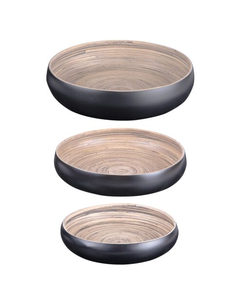 Set mit 3 schwarzen Bambusbechern — 36 x 36 x 9 cm