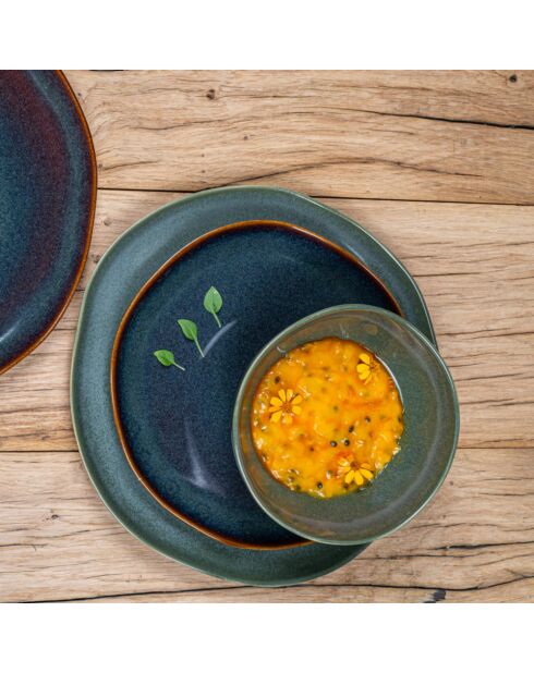 6 Assiettes à desserts Symphony bleue - 22x22x2cm