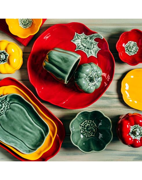 Lot de 3 plats ronds Poivron multicolores - 31x31x4cm